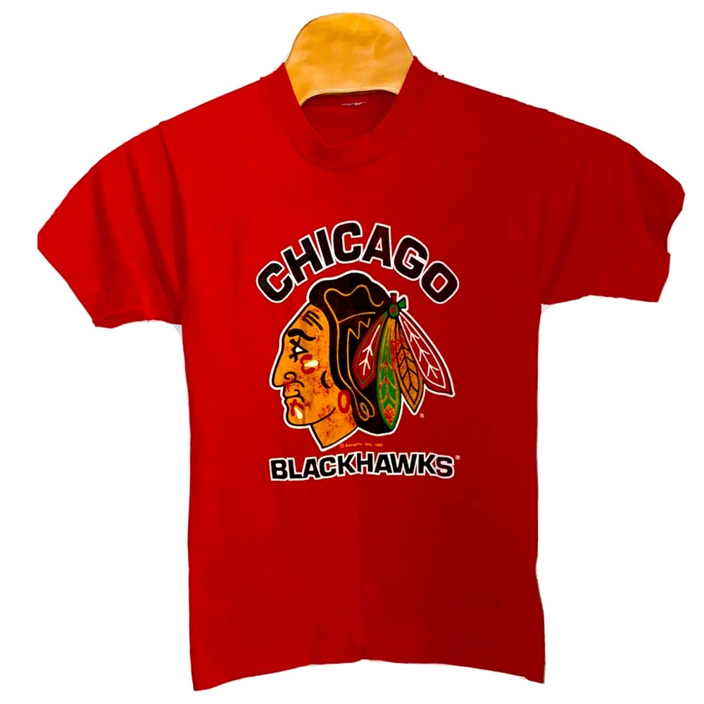 1989 Vintage Chicago Blackhawks Red Single Stitch SMALL T-Shirt